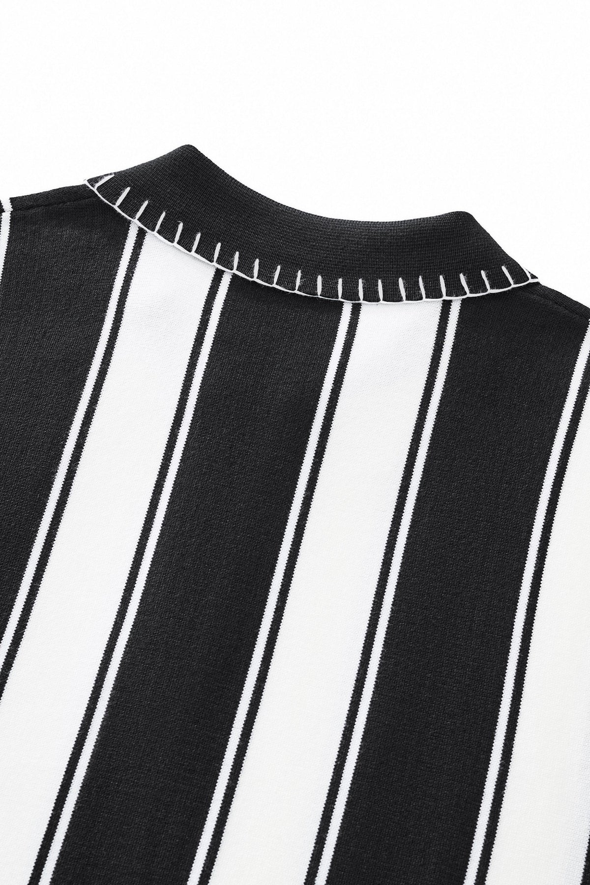 Vanguard Stripe Knit Polo LS BLACK