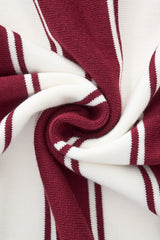 Vanguard Stripe Knit Polo LS WINE