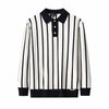 Imperial Stripe Knit Polo LS WHITE