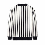 Imperial Stripe Knit Polo LS WHITE