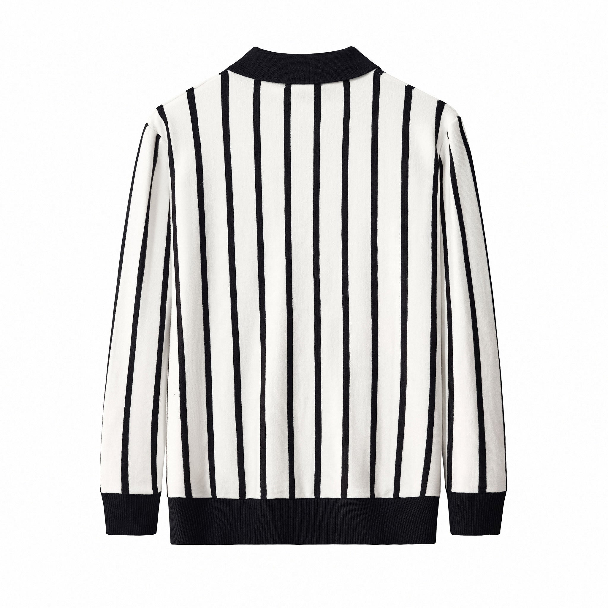 Imperial Stripe Knit Polo LS WHITE