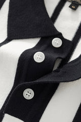 Imperial Stripe Knit Polo LS WHITE