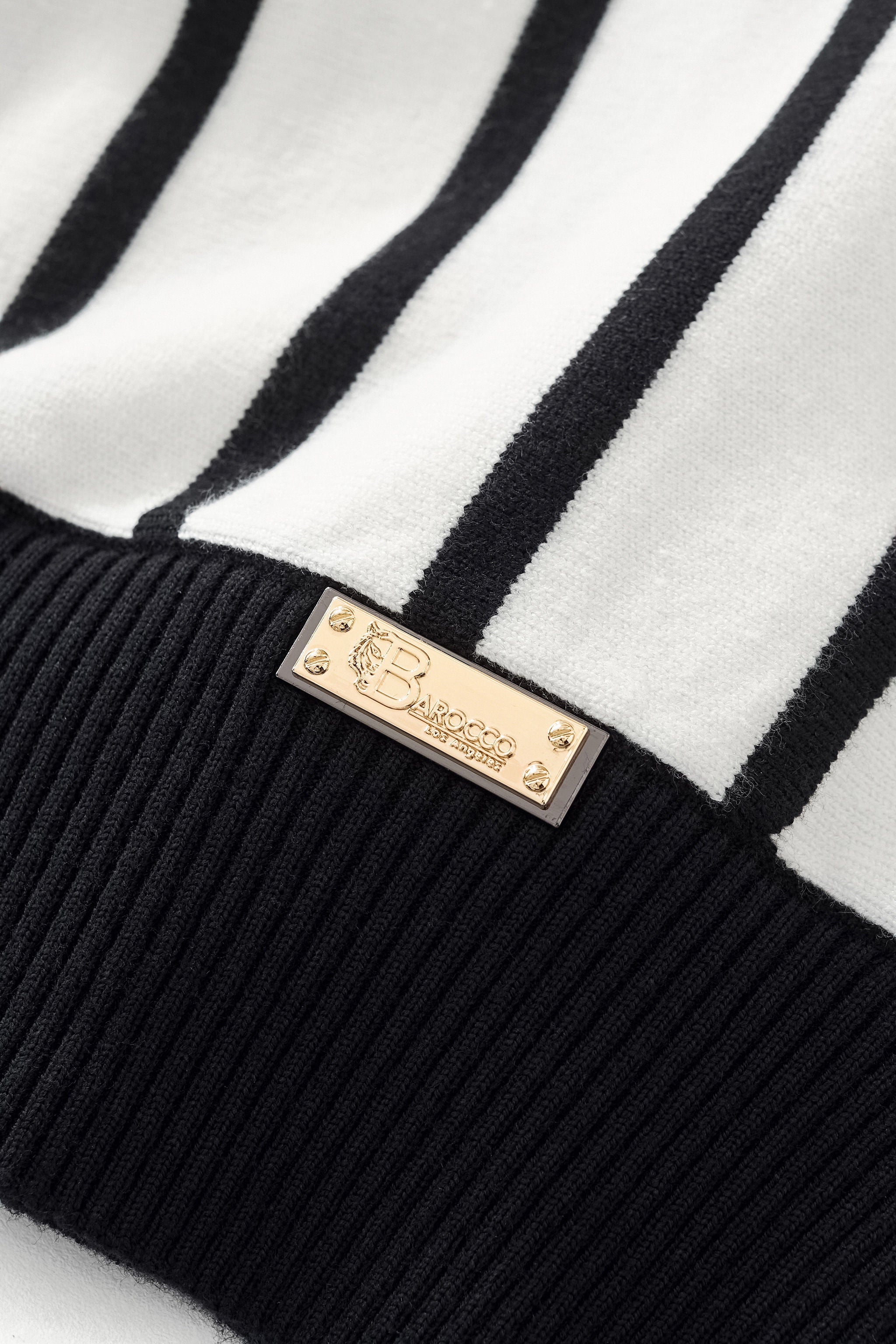Imperial Stripe Knit Polo LS WHITE