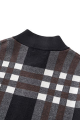 Paramount Plaid Knit Zip LS BLACK
