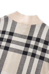 Paramount Plaid Knit Zip LS IVORY