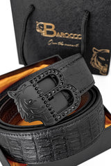 Croc-Embossed Auto BKL Belt BLACK/BLACK