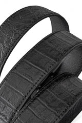 Croc-Embossed Auto BKL Belt BLACK/BLACK