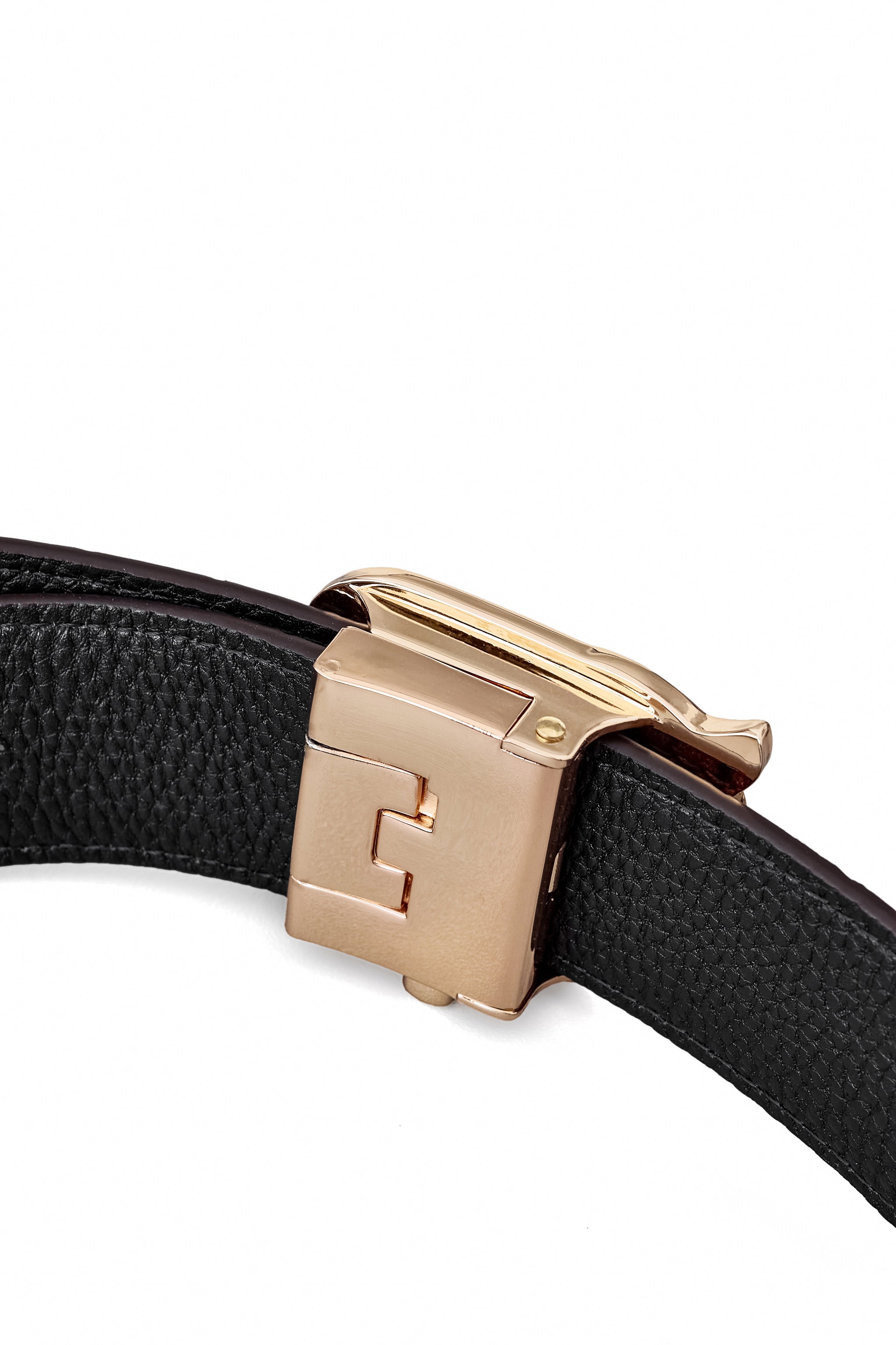 Croc-Embossed Leather Auto BKL Belt – Gold Edition GOLD/COFFEE