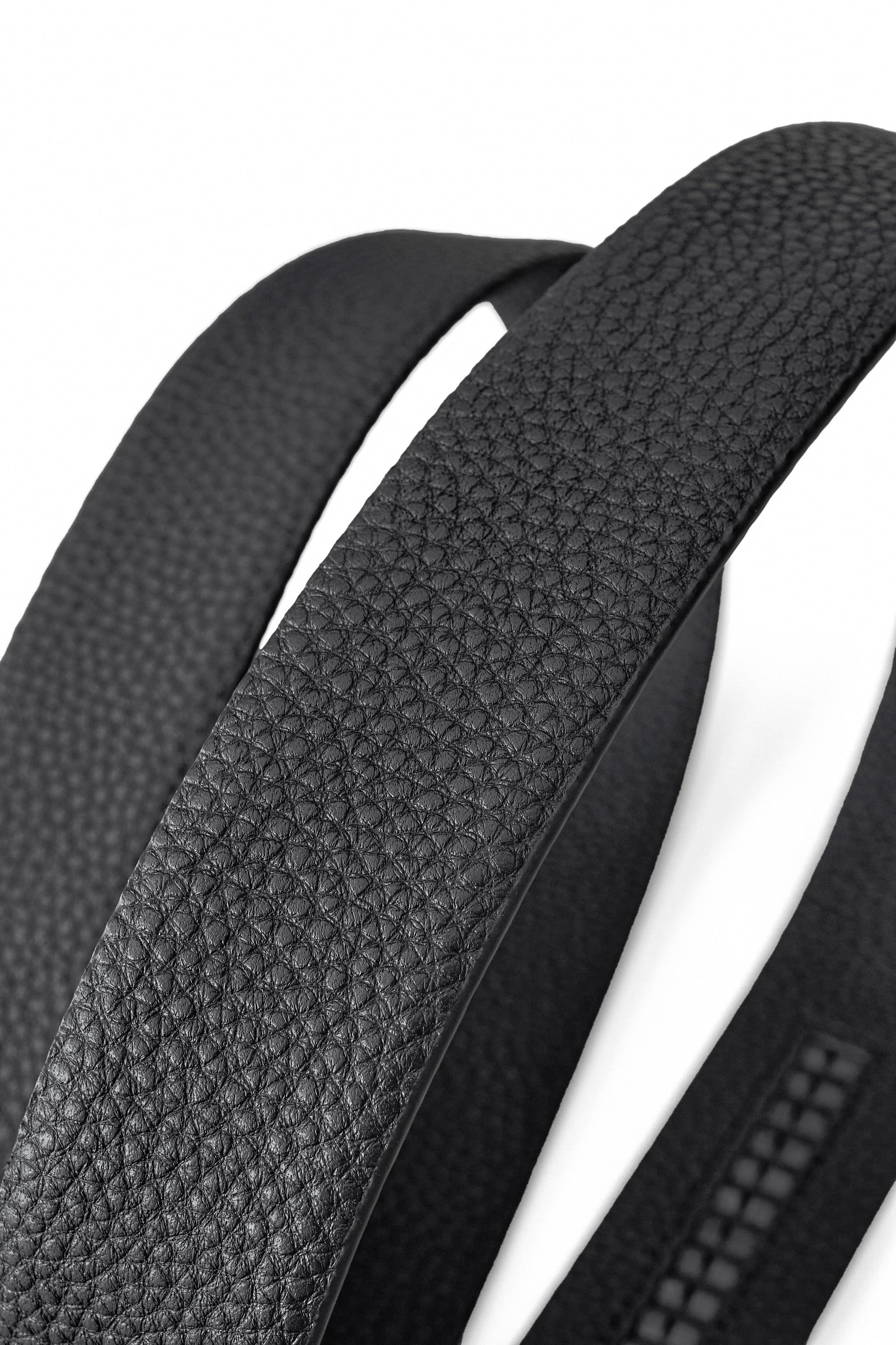 Pebbled Leather Auto BKL Belt – Silver Ed. SILVER/BLACK