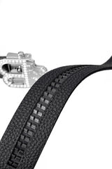 Pebbled Leather Auto BKL Belt – Silver Ed. SILVER/BLACK