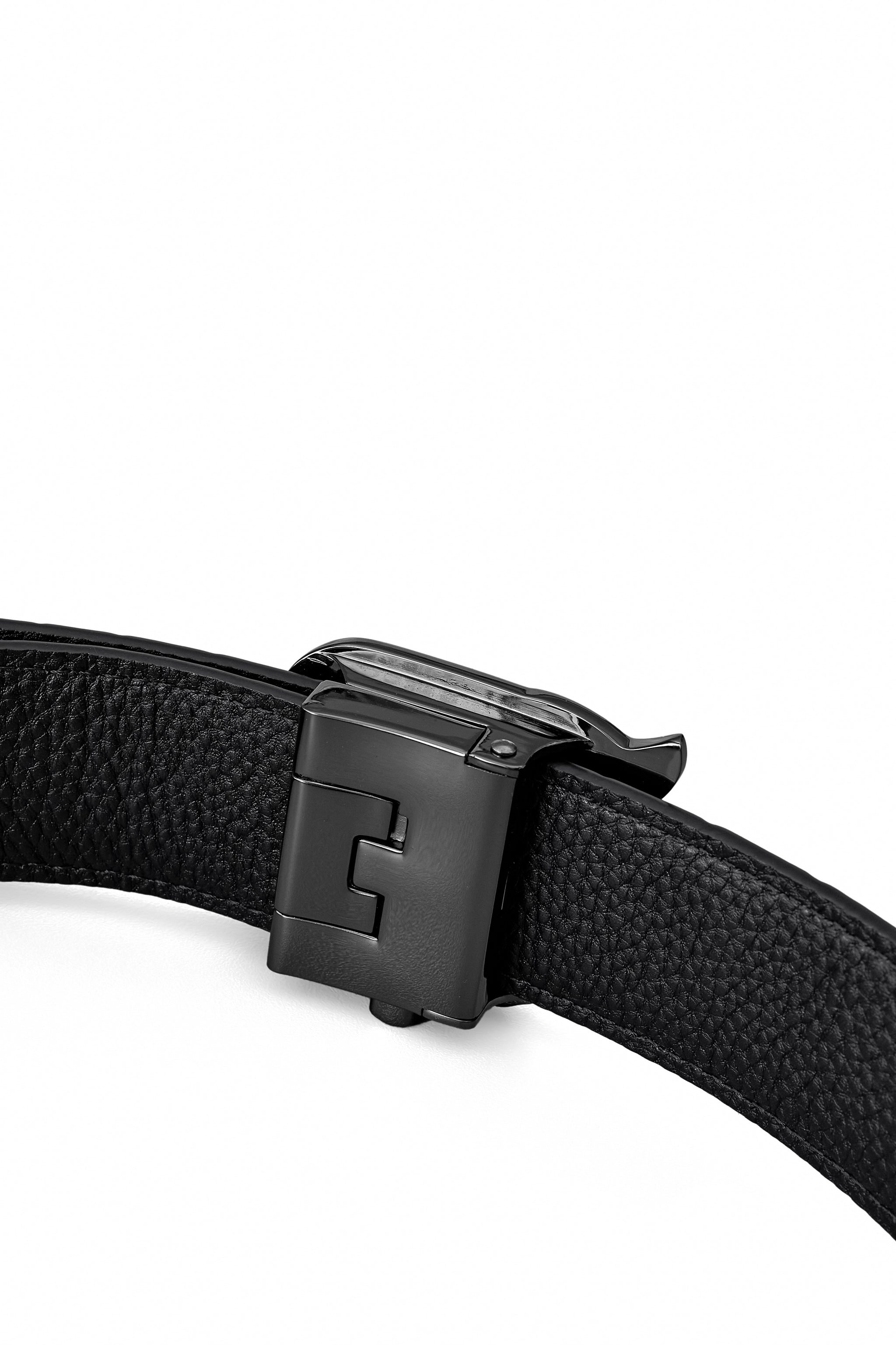 Croc-Embossed Leather Auto BKL Belt – Blackout Ed. GUN/BLACK