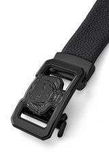 Pebbled Leather Lion Auto BKL Belt – Blackout Ed. BLACK/BLACK
