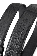 Croc-Embossed Lion Auto BKL Belt – Blackout Ed. BLACK/BLACK