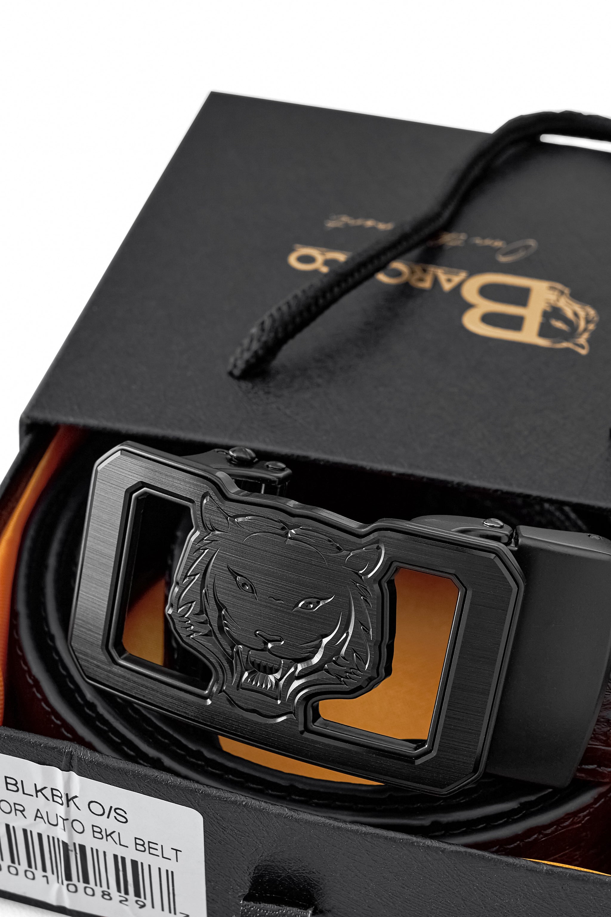 Croc-Embossed Lion Auto BKL Belt – Blackout Ed. BLACK/BLACK