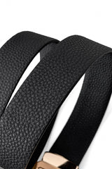 Pebbled Leather Lion Auto BKL Belt – Gold Ed. GOLD/BLACK