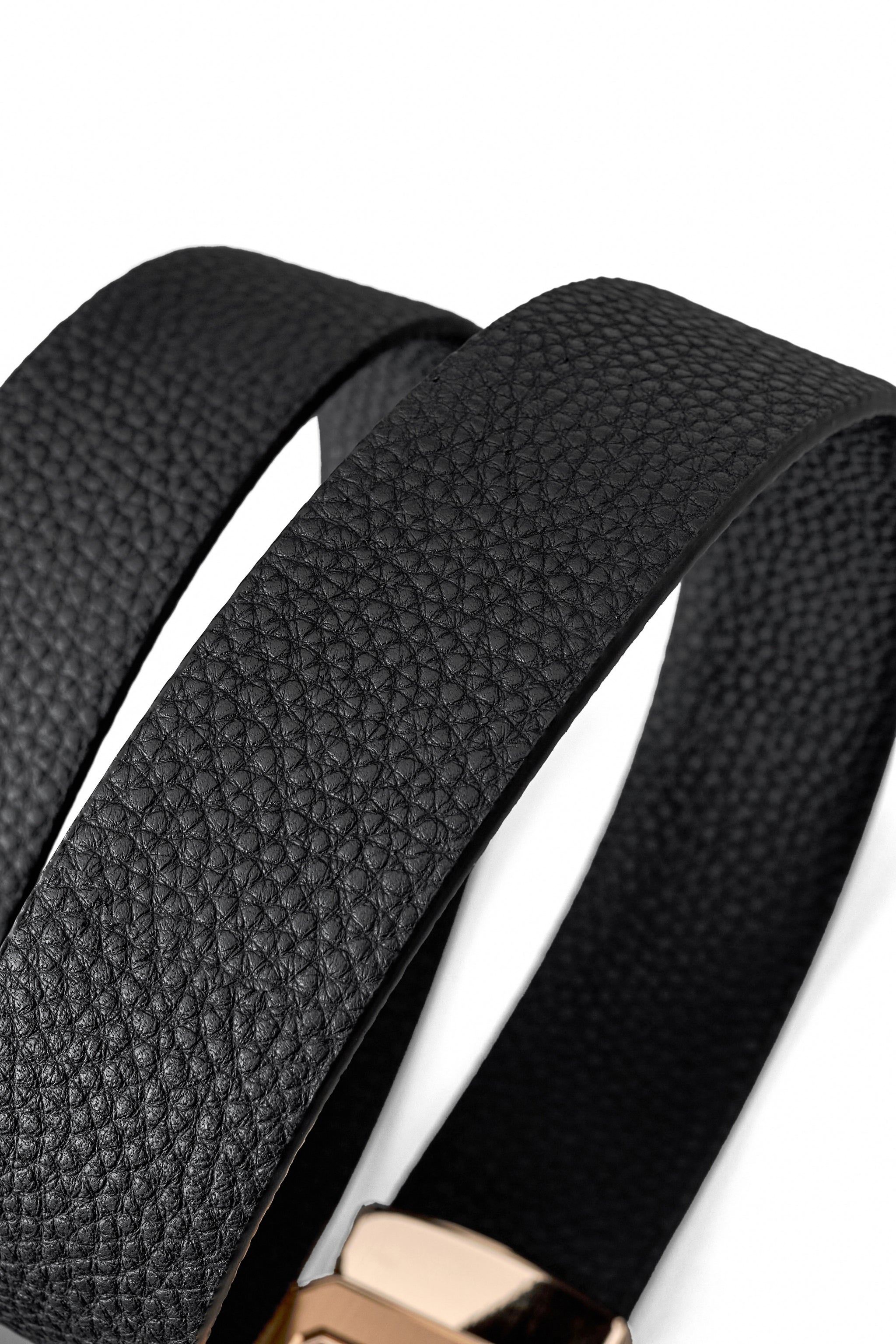 Pebbled Leather Lion Auto BKL Belt – Gold Ed. GOLD/BLACK