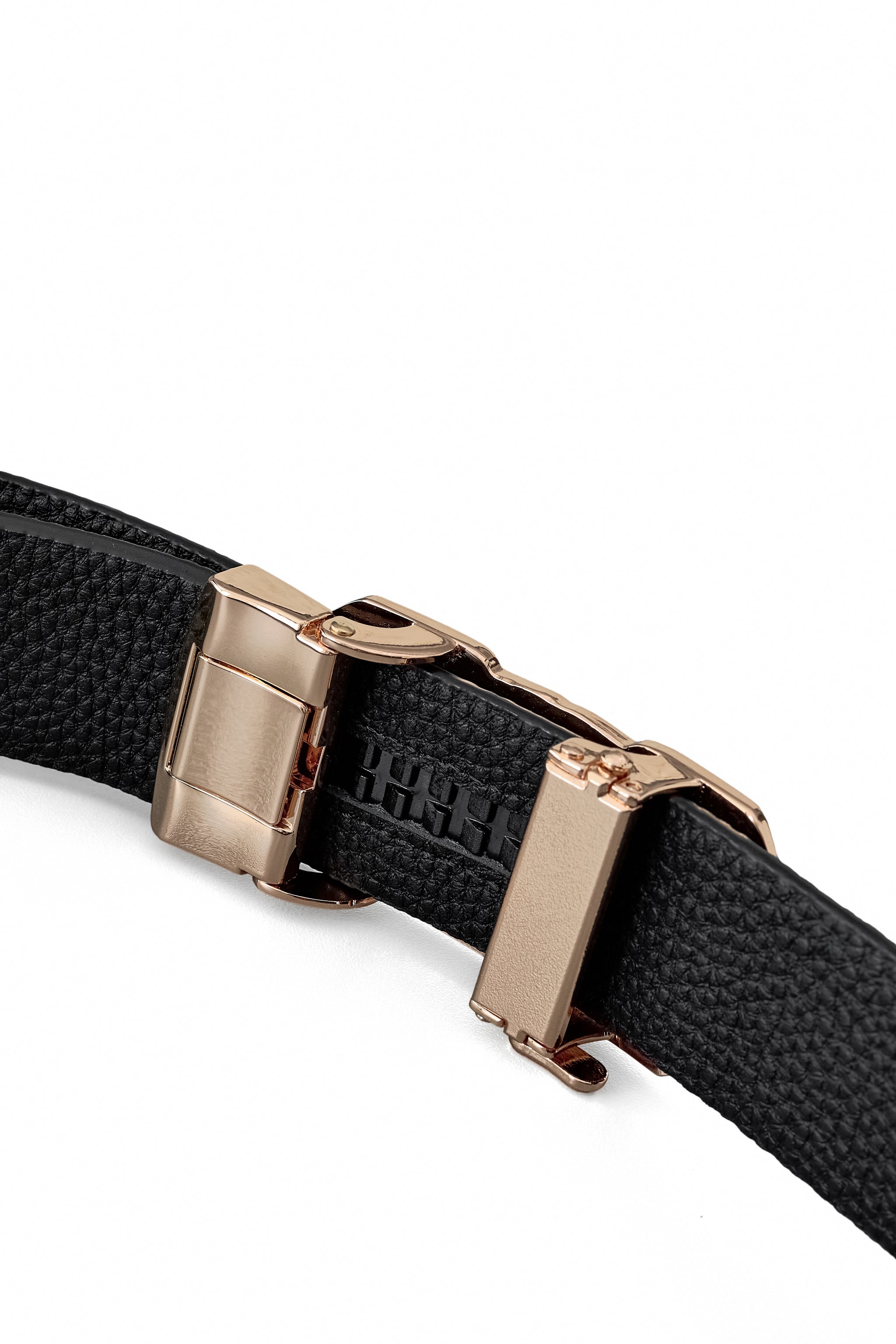 Pebbled Leather Lion Auto BKL Belt – Gold Ed. GOLD/BLACK