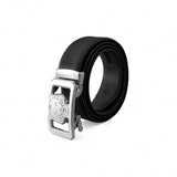 Flat Leather Lion Auto BKL Belt – Silver Ed. SILVER/BLACK