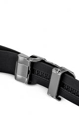 Flat Leather Lion Auto BKL Belt – Silver Ed. SILVER/BLACK