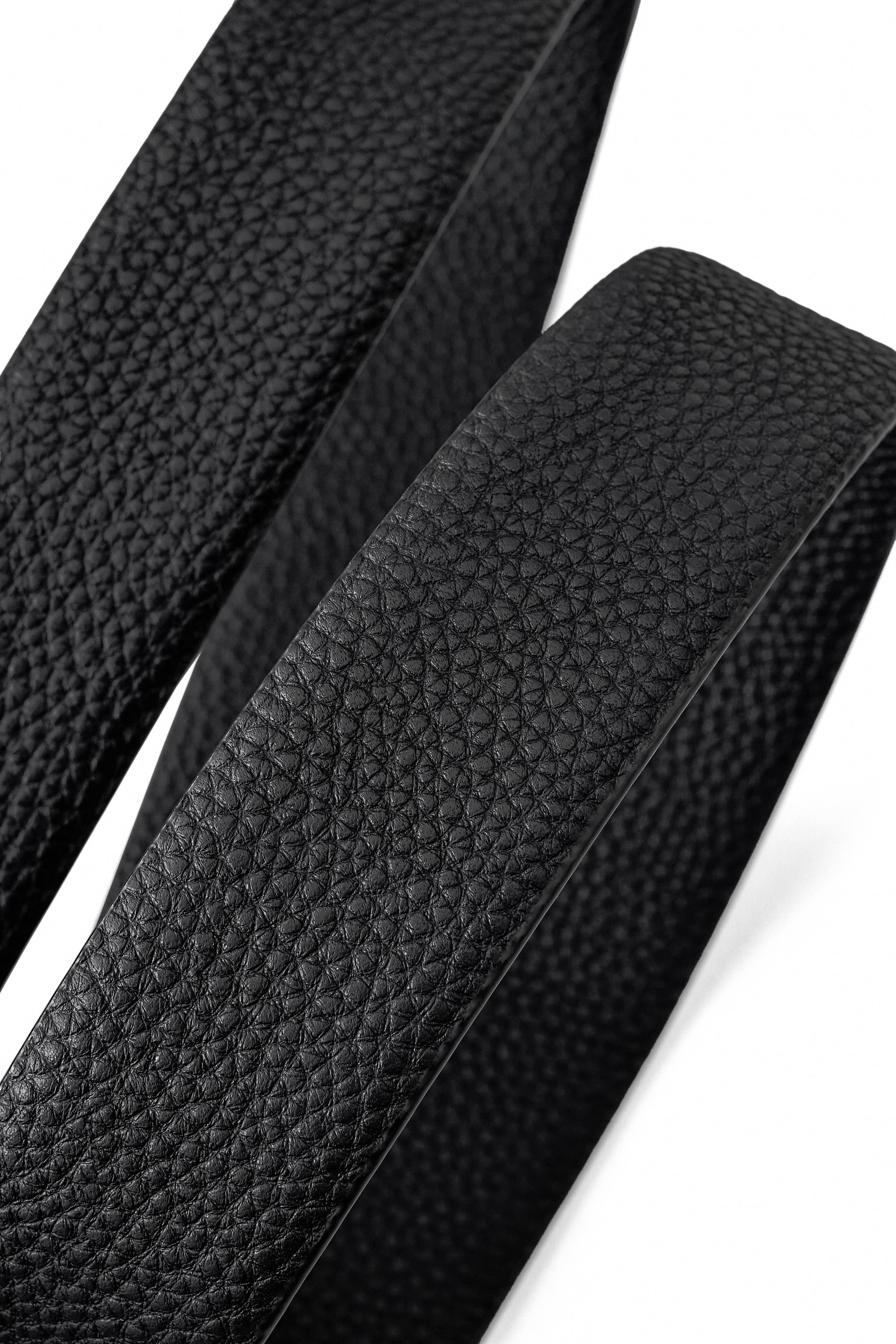 Pebbled Leather Lion Auto BKL Belt – Silver Ed. SILVER/BLACK