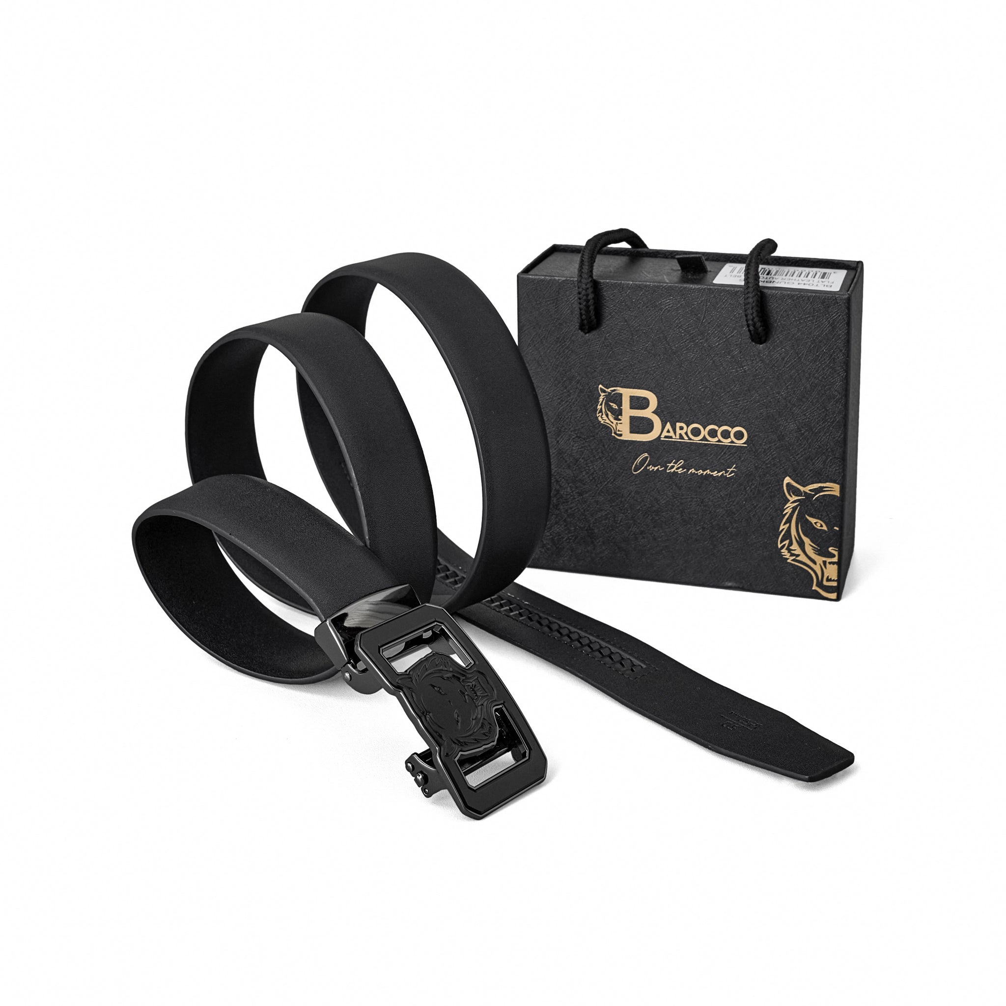 Flat Leather Lion Auto BKL Belt – Gunmetal GUN/BLACK
