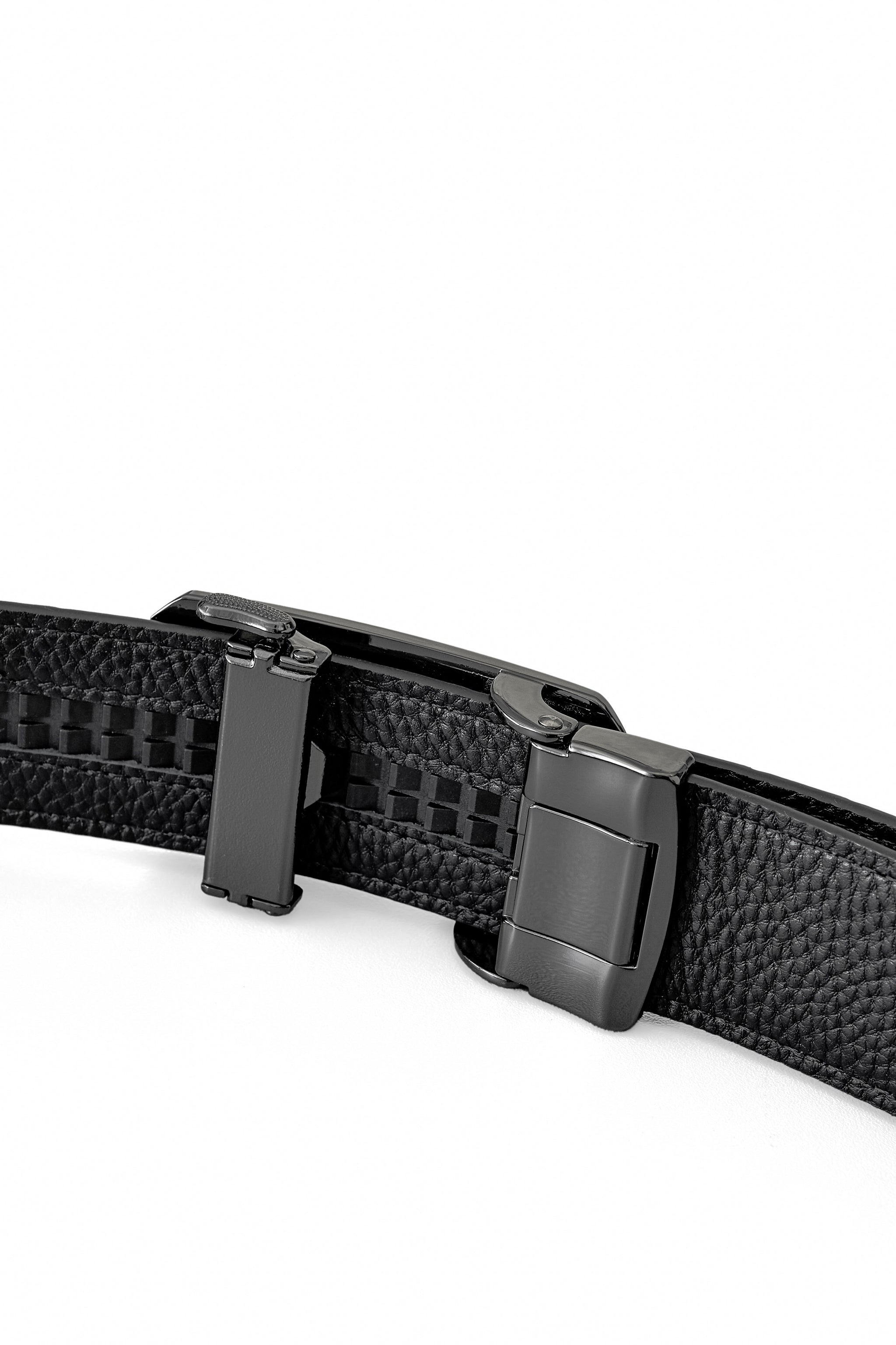 Croc-Emb. Leather Lion Auto BKL Belt – Gunmetal GUN/BLACK
