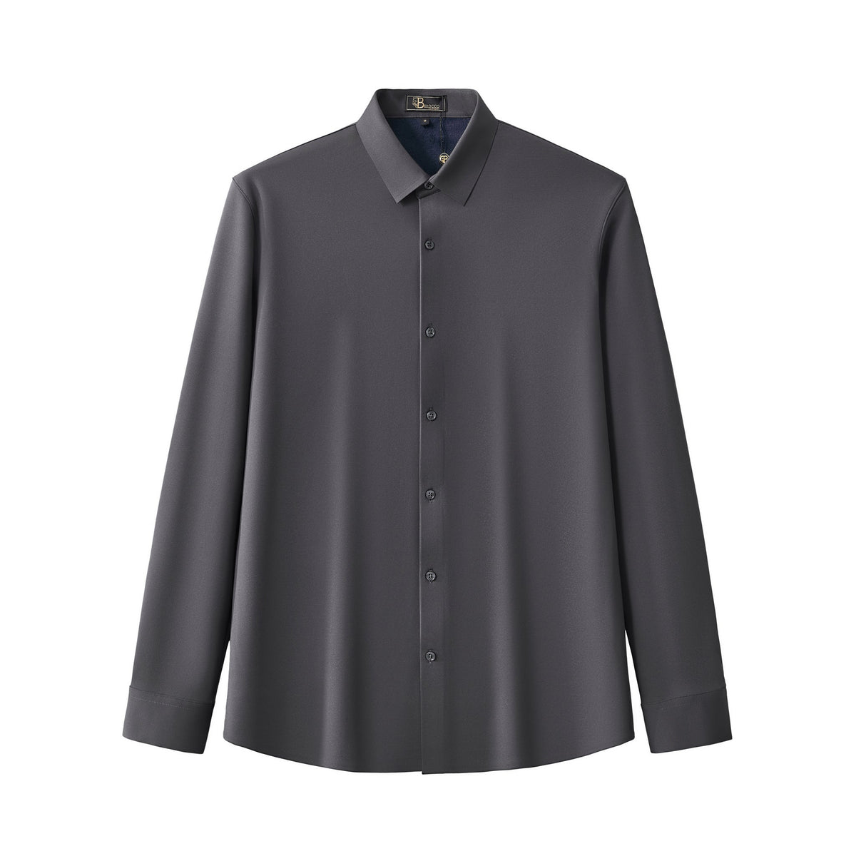 Barocco Velvet Core Men's Long Sleeve Button-Up Shirt - Dark Grey