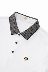 Pattern Trim Performance Polo – El Baron WHITE