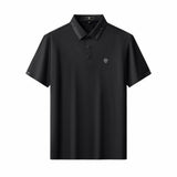 El Baron Perforated Collar Men's Performance Polo - Black/Silver