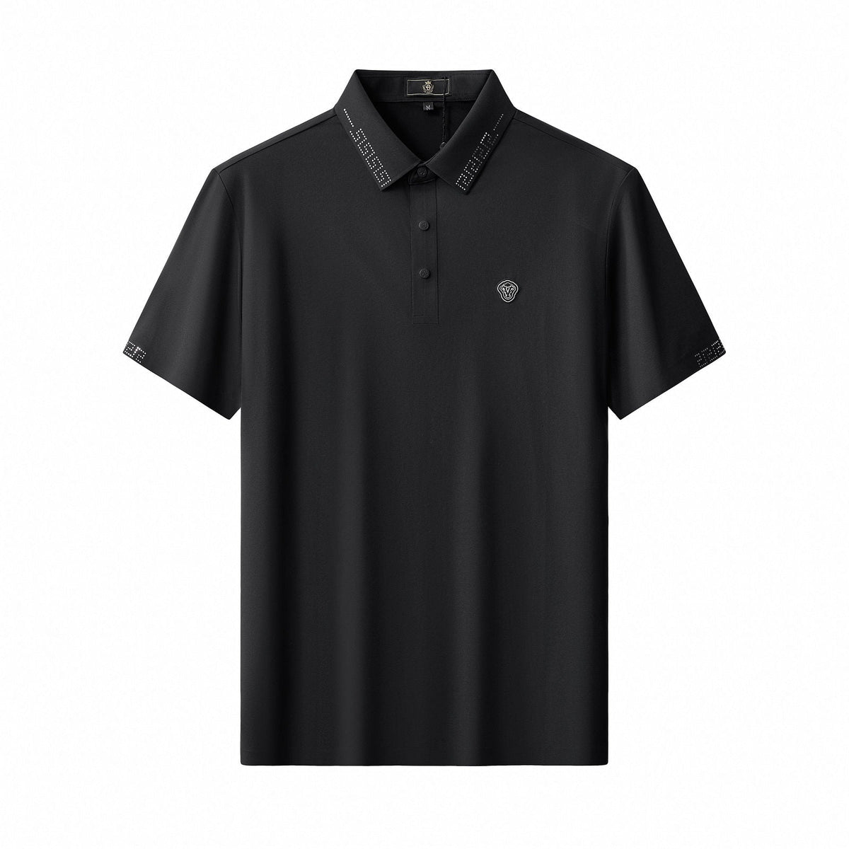 El Baron Perforated Collar Men's Performance Polo - Black/Silver