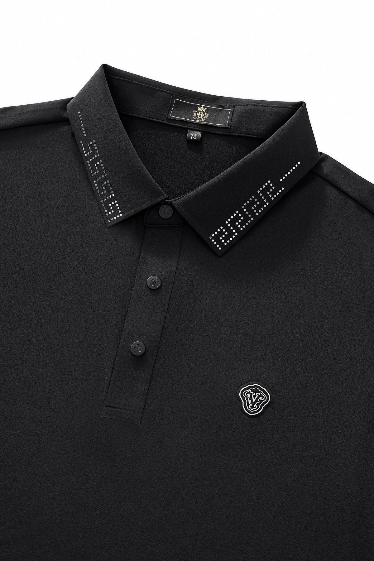 El Baron Perforated Collar Men's Performance Polo - Black/Silver