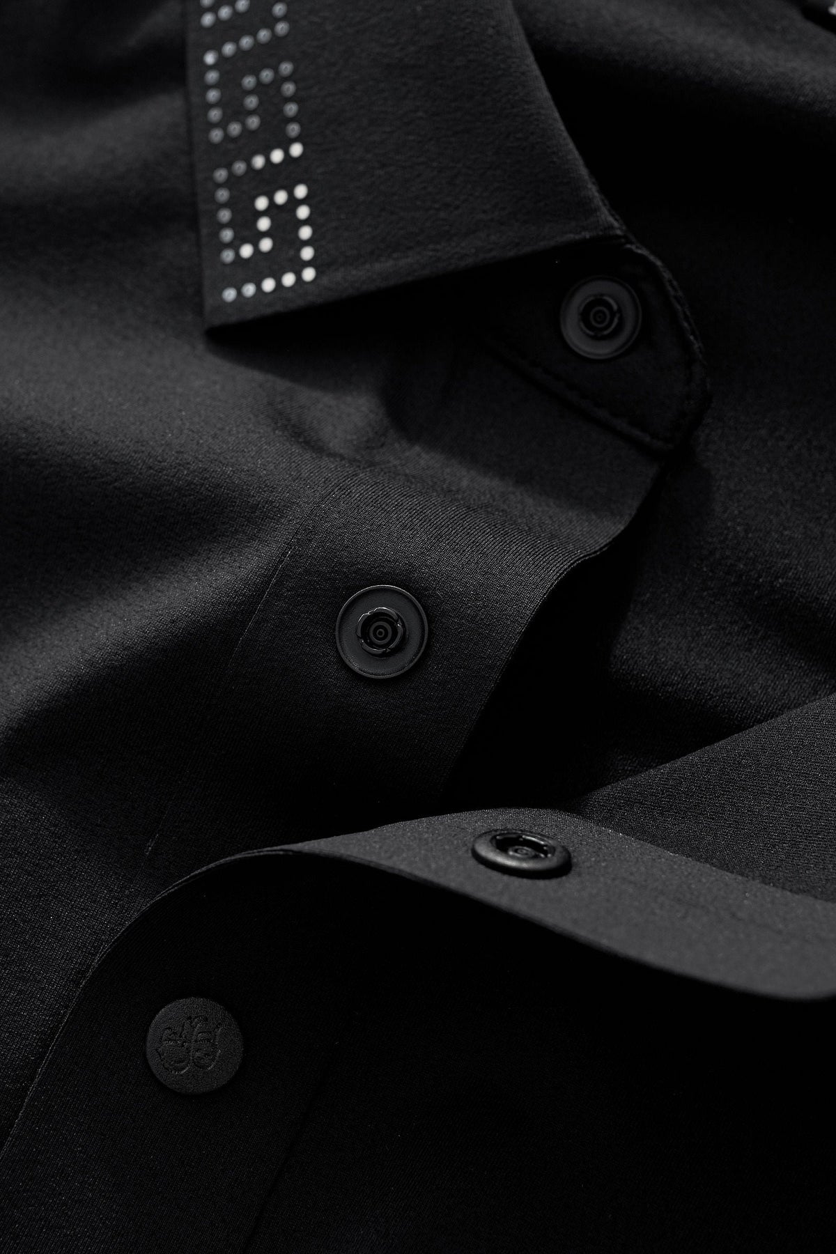 El Baron Perforated Collar Men's Performance Polo - Black/Silver