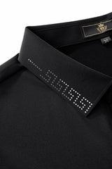 El Baron Perforated Collar Men's Performance Polo - Black/Silver