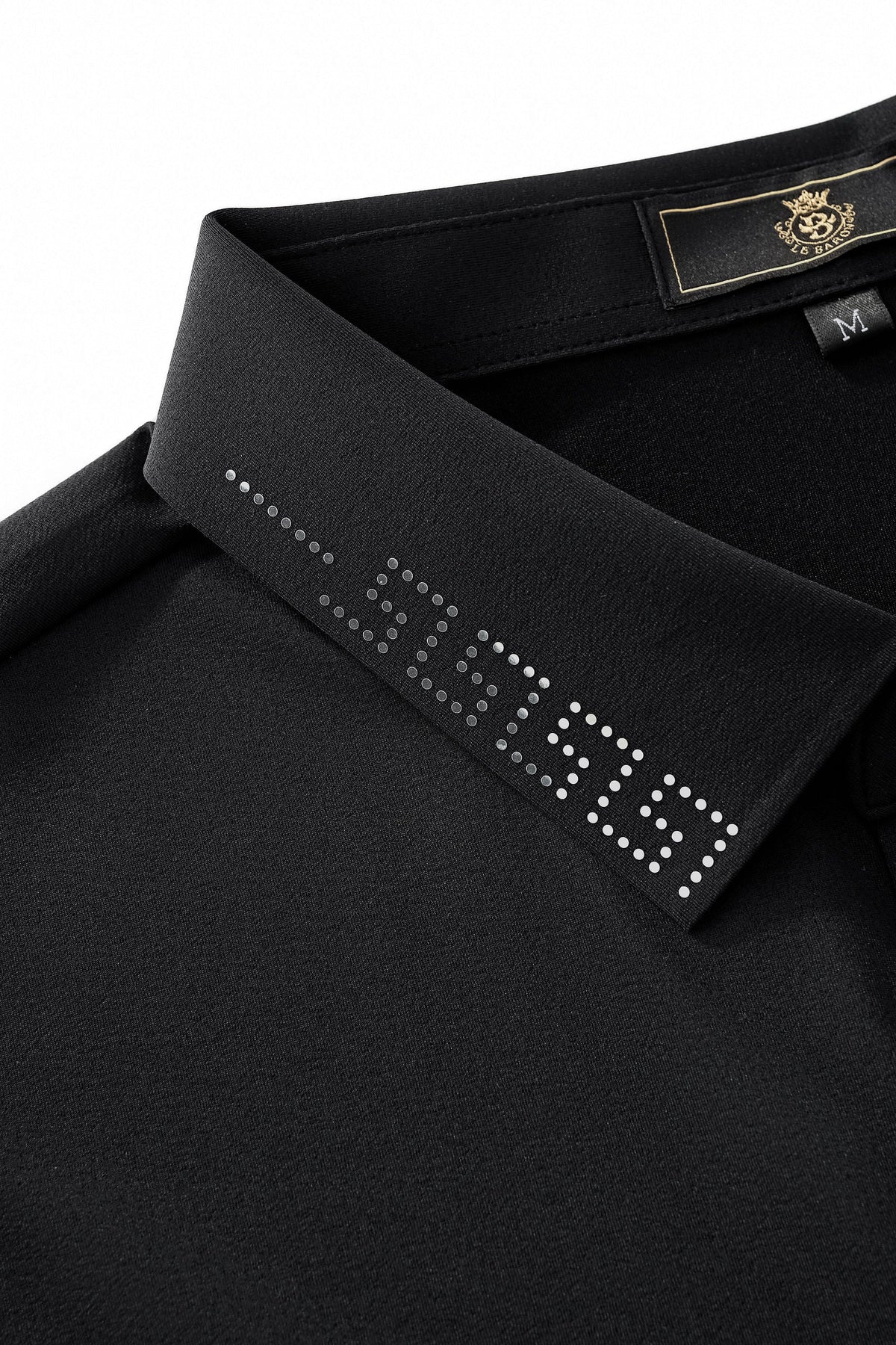 El Baron Perforated Collar Men's Performance Polo - Black/Silver