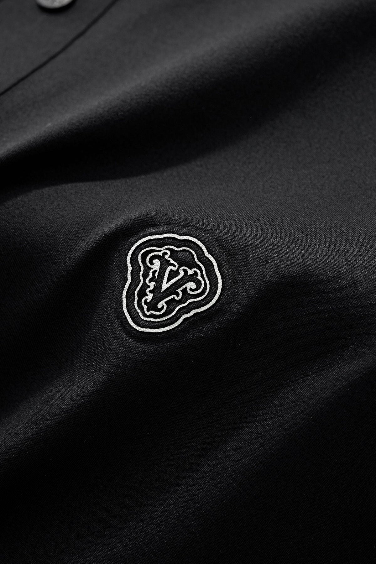 El Baron Perforated Collar Men's Performance Polo - Black/Silver
