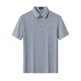 El Baron Perforated Collar Men's Performance Polo - Grey/Silver