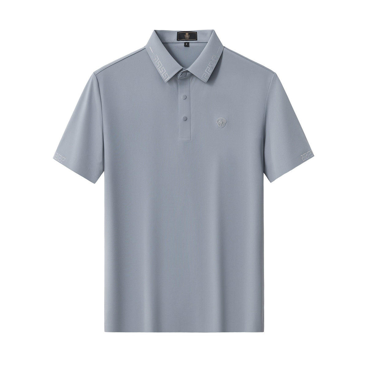 El Baron Perforated Collar Men's Performance Polo - Grey/Silver