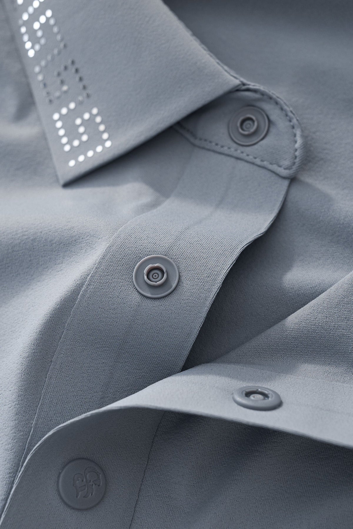El Baron Perforated Collar Men's Performance Polo - Grey/Silver