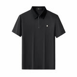 El Baron Men's Zip Placket Performance Polo - Black