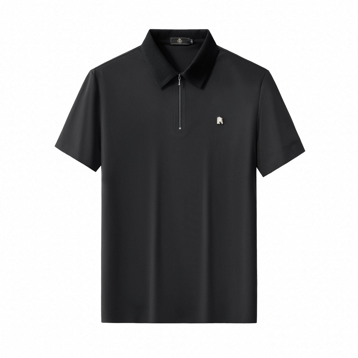 El Baron Men's Zip Placket Performance Polo - Black