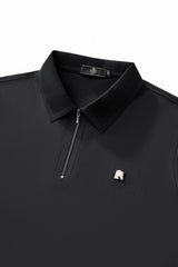 El Baron Men's Zip Placket Performance Polo - Black