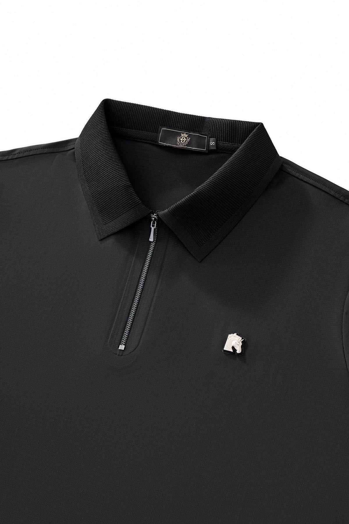 El Baron Men's Zip Placket Performance Polo - Black