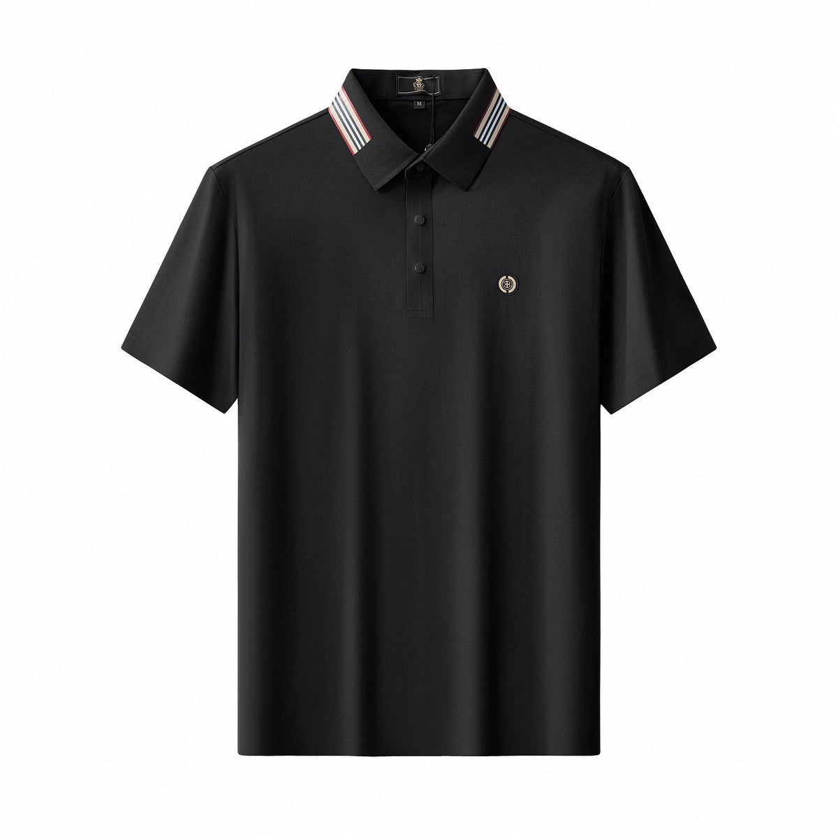 El Baron Stripe Collar Men's Performance Polo - Black