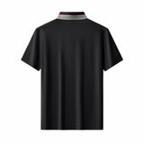 El Baron Stripe Collar Men's Performance Polo - Black