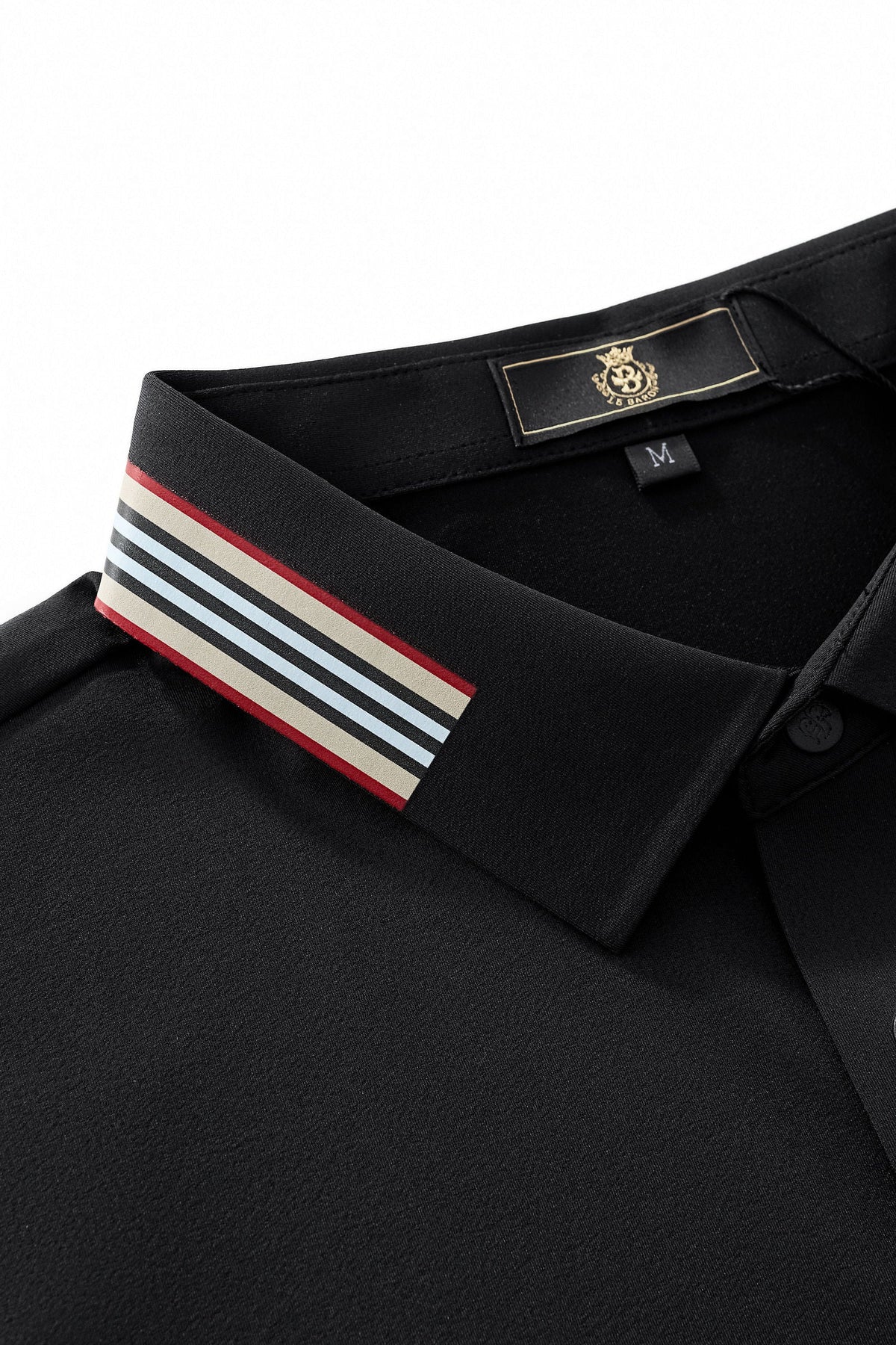 El Baron Stripe Collar Men's Performance Polo - Black
