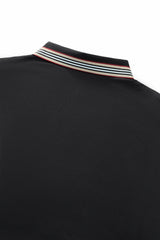 El Baron Stripe Collar Men's Performance Polo - Black