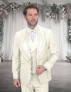 Men’s Off White 3pc tuxedo Italian wool modern fit flat front pants stone embellishments STATEMENT SUITS CHIC
