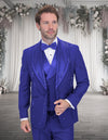 Men’s Royal 3pc tuxedo Italian wool modern fit flat front pants stone embellishments STATEMENT SUITS CHIC