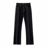 Midnight Serpent Rhinestone Pants - Century Penthouse BLACK