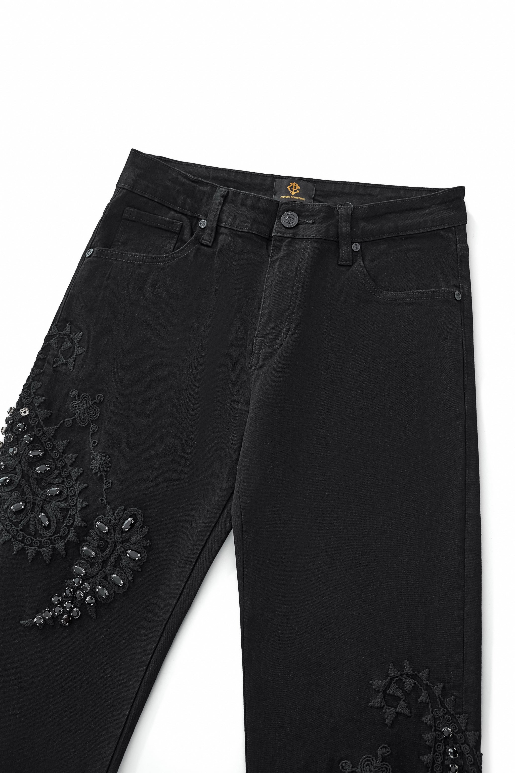 Eminence Paisley Denim Pant – Century Penthouse BLACK